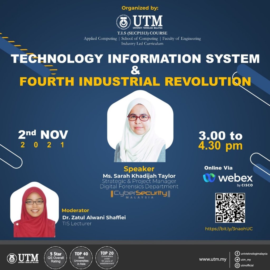 The talk was given by Ms Sarah Khadijah Taylor from CyberSecurity Malaysia