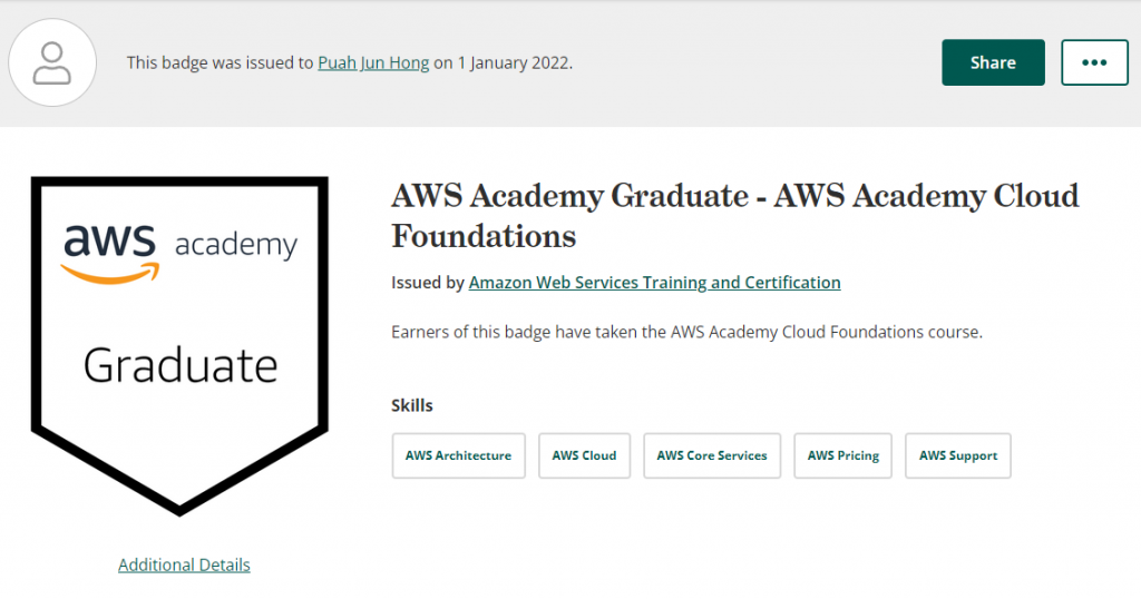 My AWS Badge